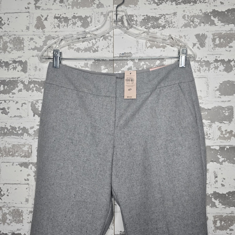 NEW Ann Taylor Dress Pants Womens 4 Petite Gray Wool Blend Lined Trouser Preppy - Picture 3 of 13